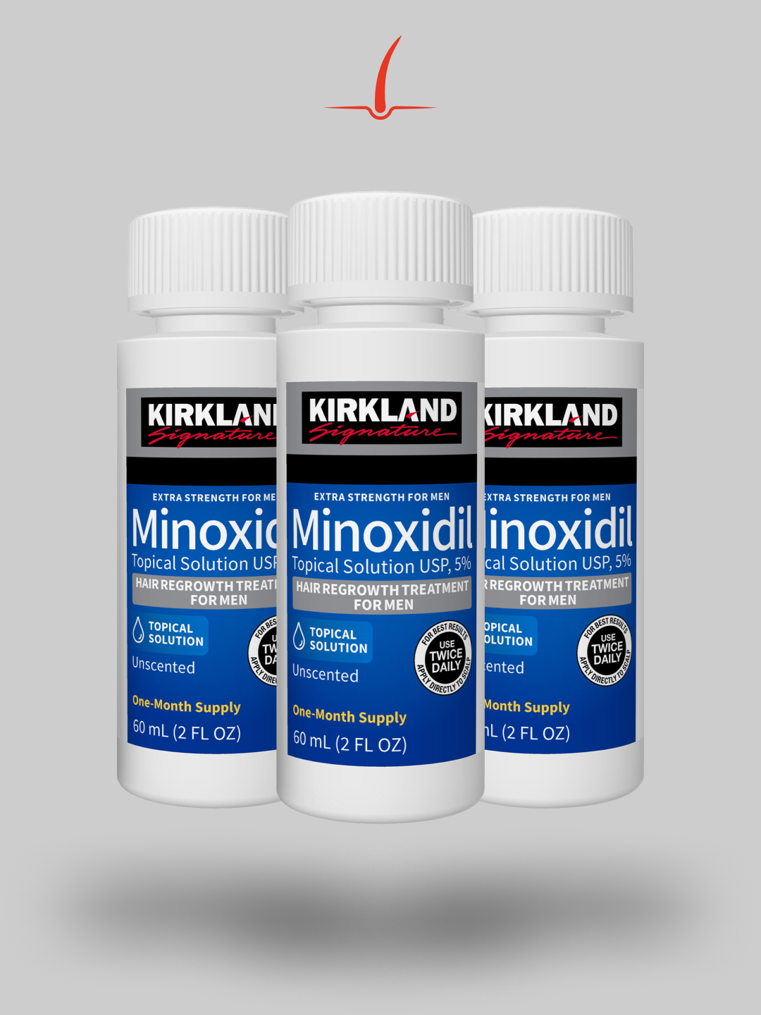 Combo - KIT Minoxidil Kirkland x 3 + Dermaroller