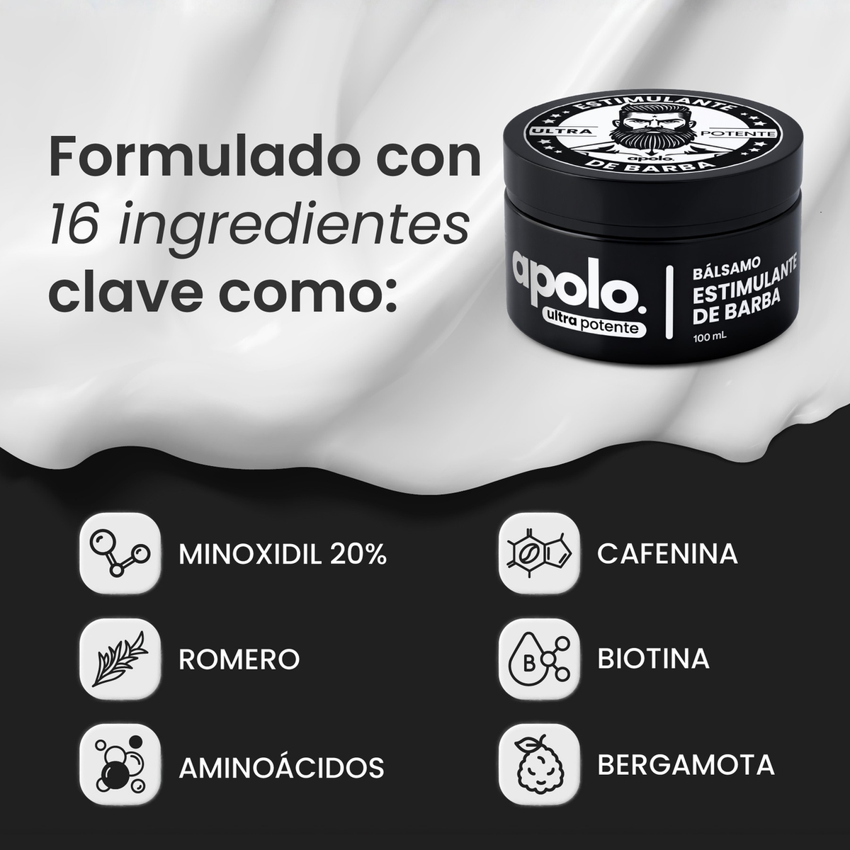 Bálsamo para barba con Minoxidil 20% Apolo