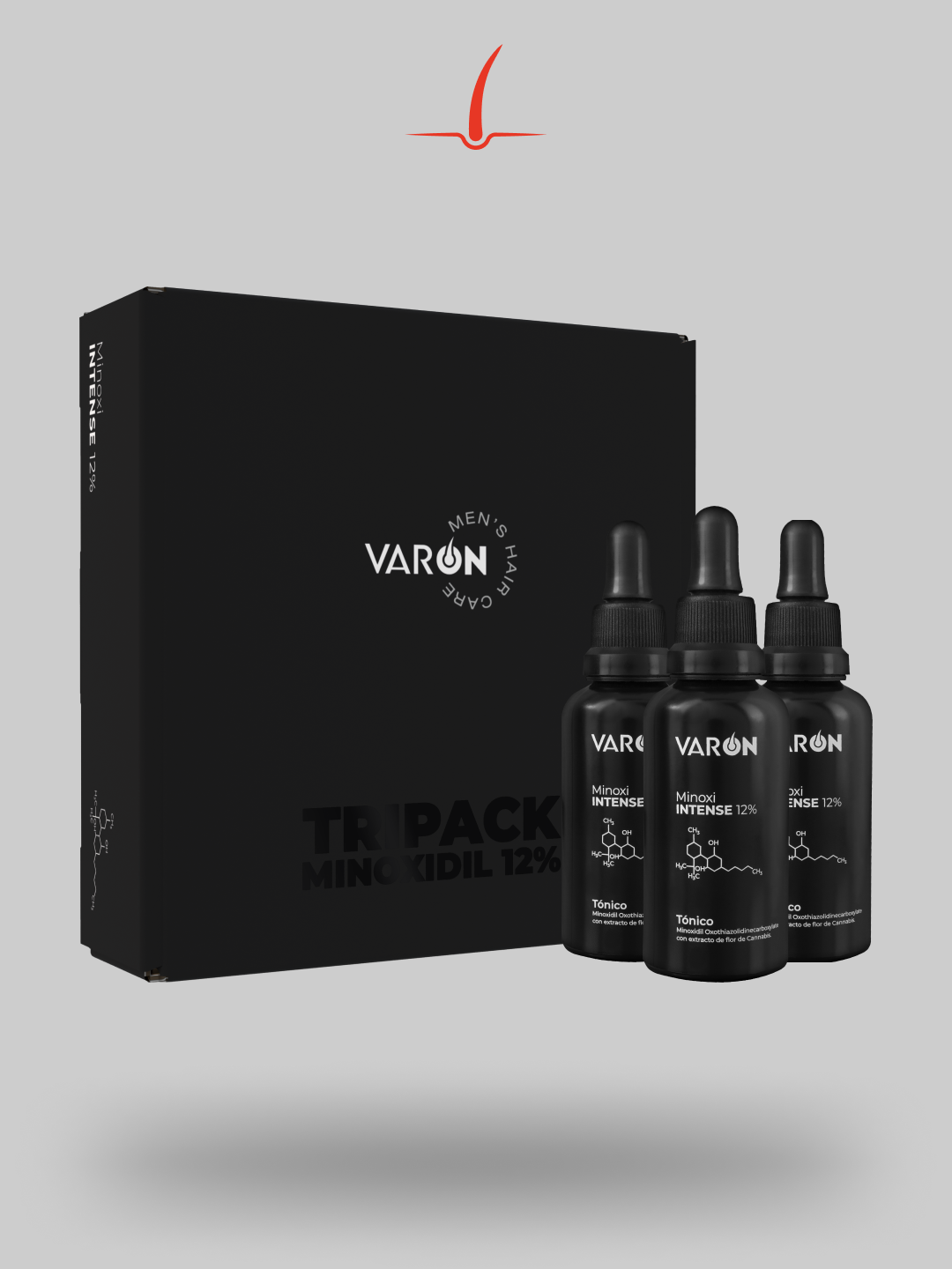 Combo Minoxidil Varón 12% Tripack